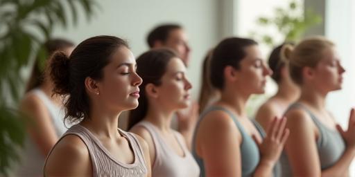 Group participating in a mindful breathing exercise